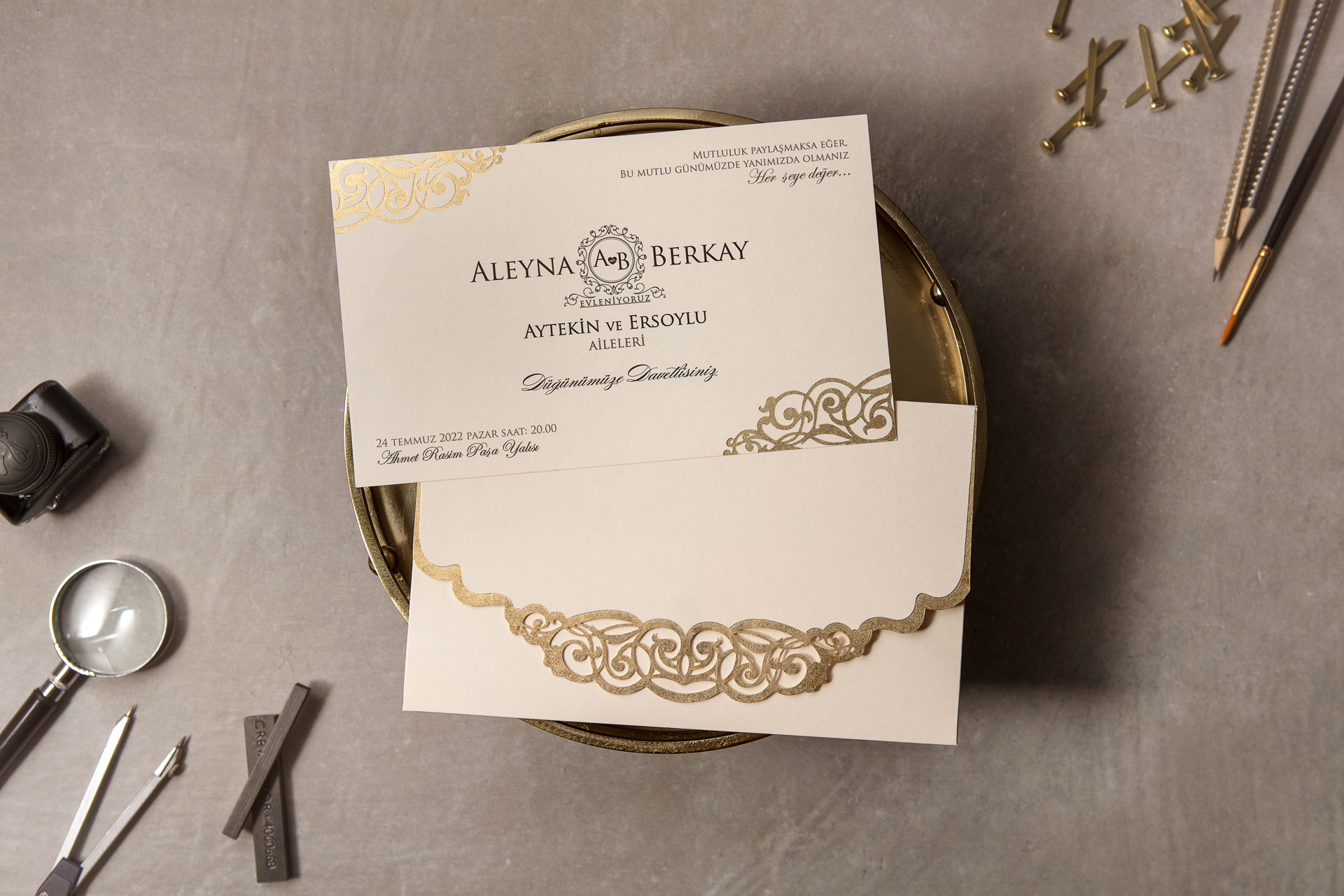 Lüks Düğün Davetiyesi 8442